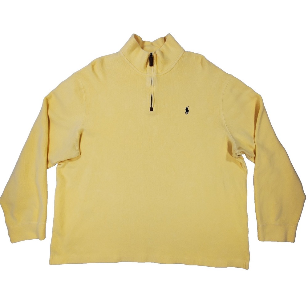 Polo Ralph‎ Lauren Quarter Zip Sweater Mens XXL Yellow Cotton Pullover